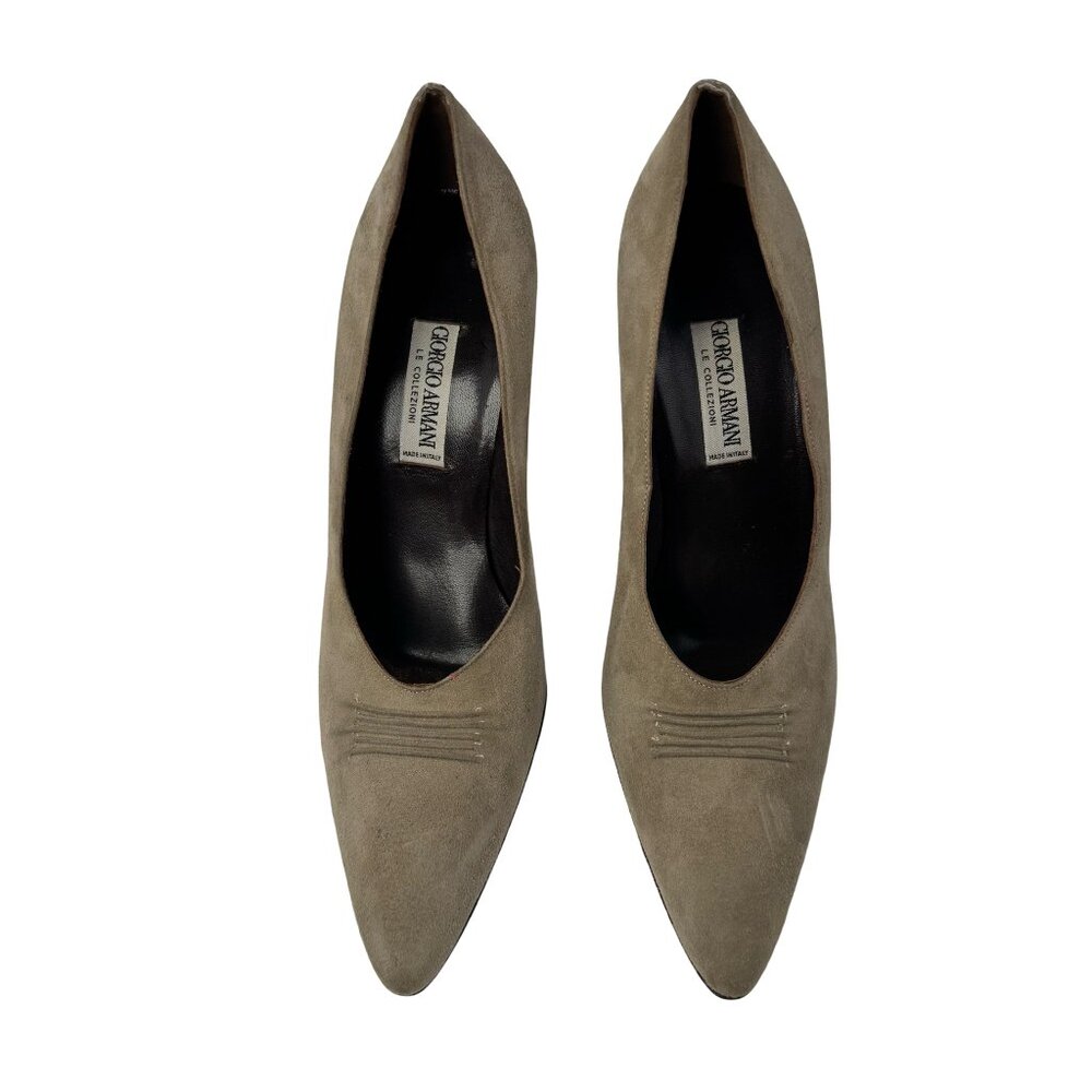 Giorgio Armani Le Colleczioni Vintage Suede Women Heels Made in Italy Size 37.5 - Picture 2 of 6